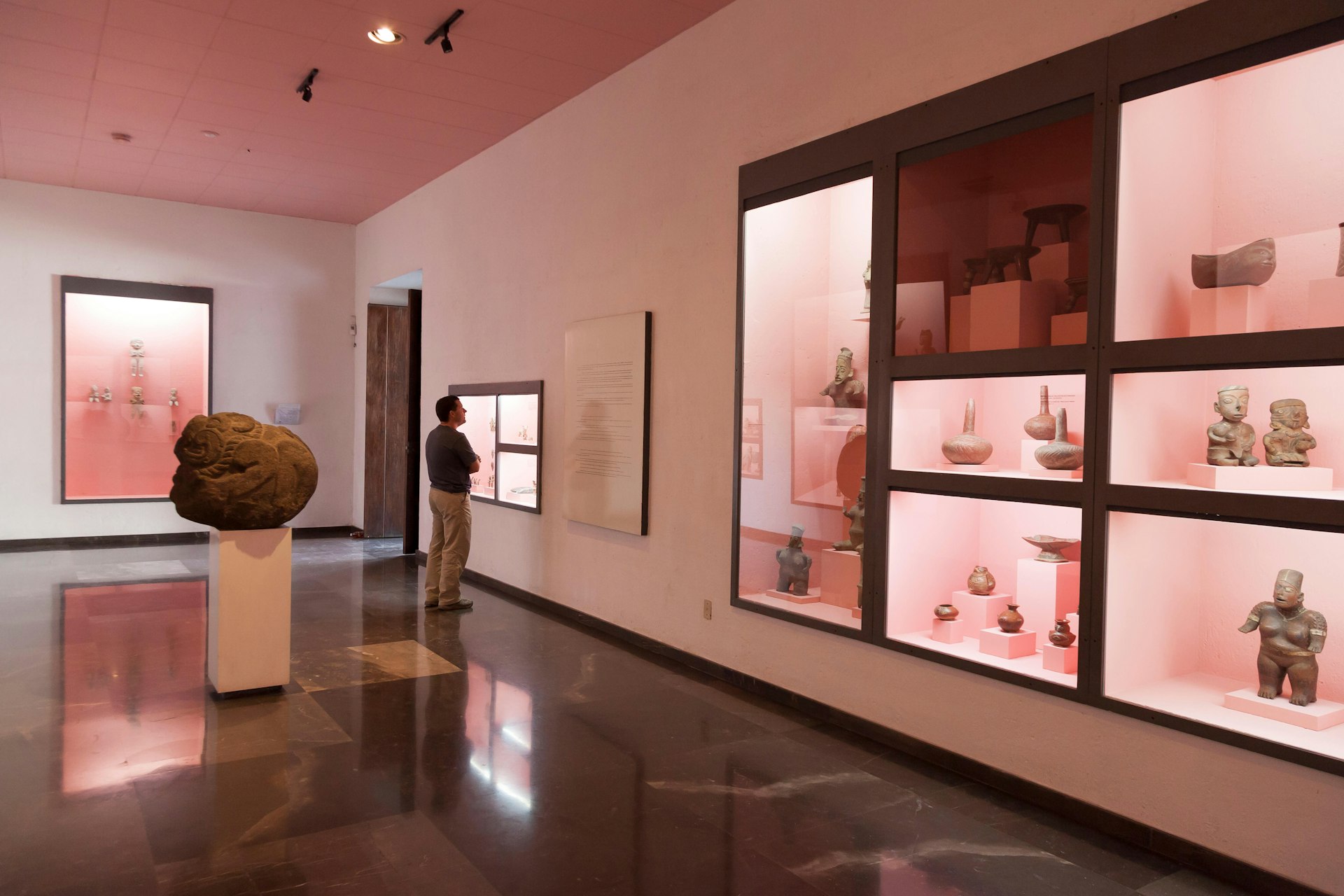 Artifacts on display at the Rufino Tamayo Museum of Pre-Hispanic Art in the Centro Historico