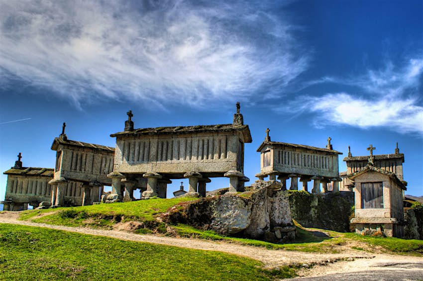 Ancient granaries in Soajo in Peneda-Geres National Park, Portugal 