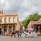 A horse-drawn carriage in Old Sacramento