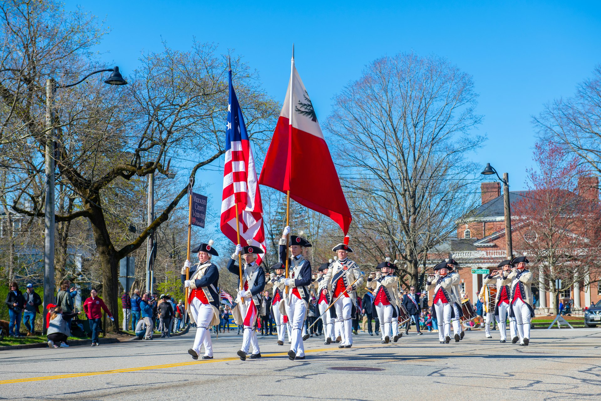 A Patriots' Day Parade in the town of Concord, Massachusetts