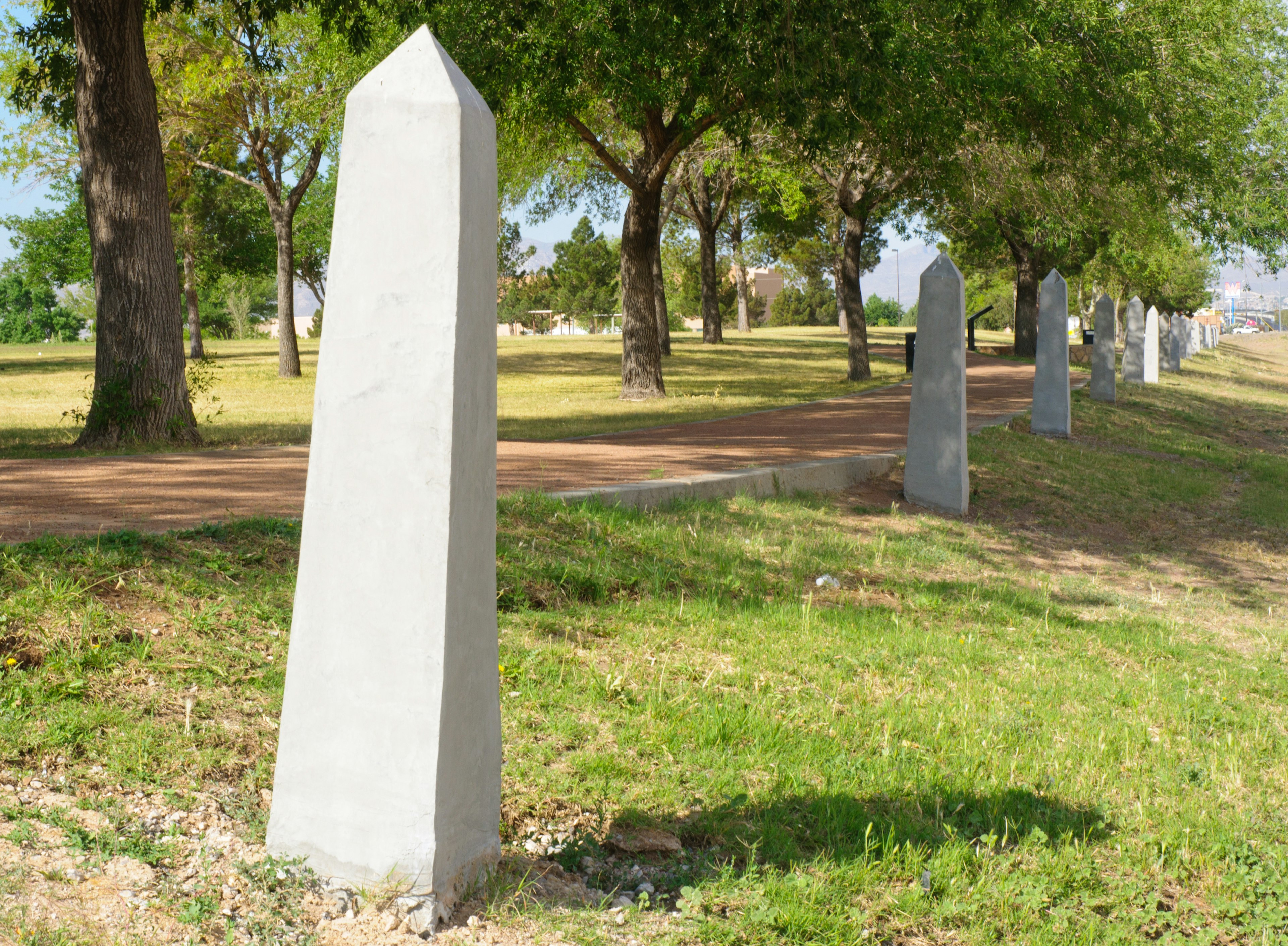 Chamizal National Memorial former border marker in El Paso, Texas, USA