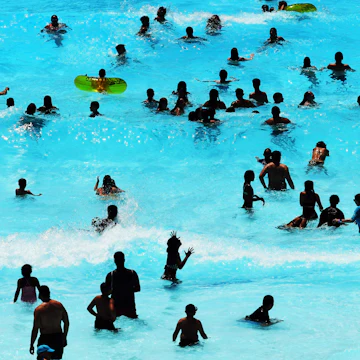 FEDERAL HEIGHTS, COLORADO - JUNE 14: Visitors at Water World cool off from temperatures in the high 90s on June 14, 2021 in Federal Heights, Colorado. Due to the COVID-19 pandemic the water park was closed last summer. The park is now open to guest with no restrictions and has two new attractions for visitor to ride. (Photo by RJ Sangosti/MediaNews Group/The Denver Post via Getty Images)