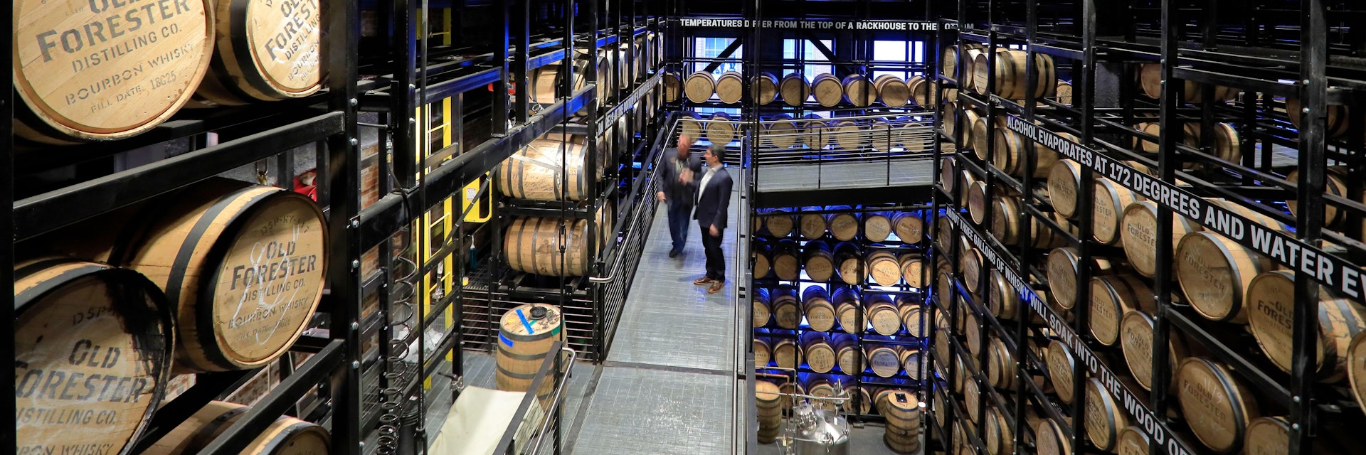 2B3RCKC Rack house Bourbon whiskey warehouse of Old Forester Distilling Co in Whiskey Row.Louisville.Kentucky.USA