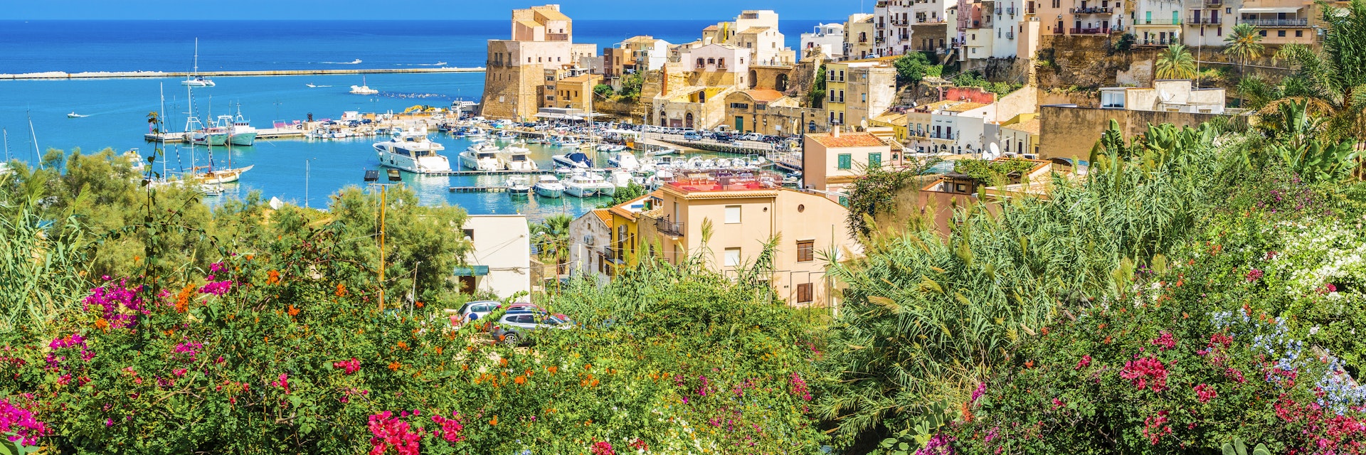 Sicilian port of Castellammare del Golfo, amazing coastal village of Sicily island, province of Trapani, Italy