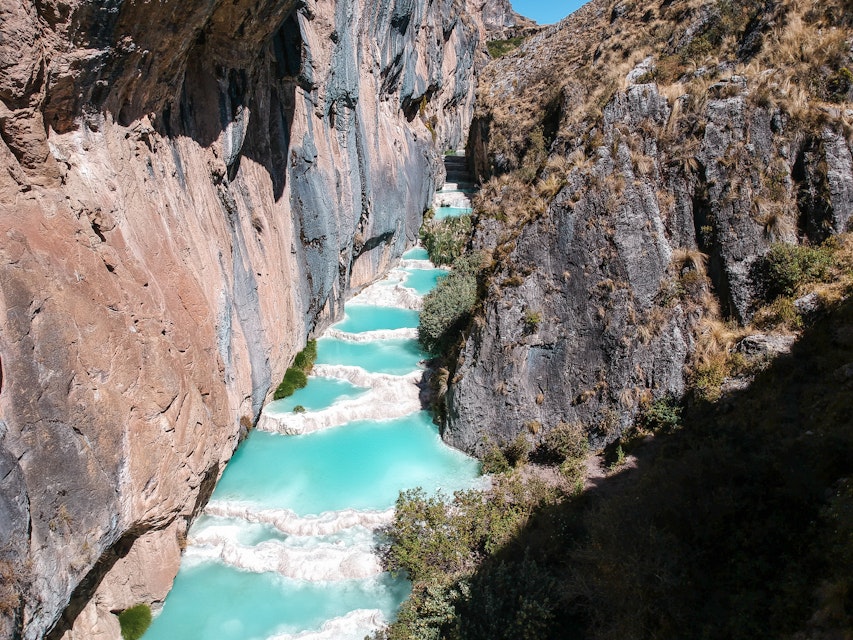 The beautiful and unique Turquoise Waters of Millpu in Ayacucho Peru