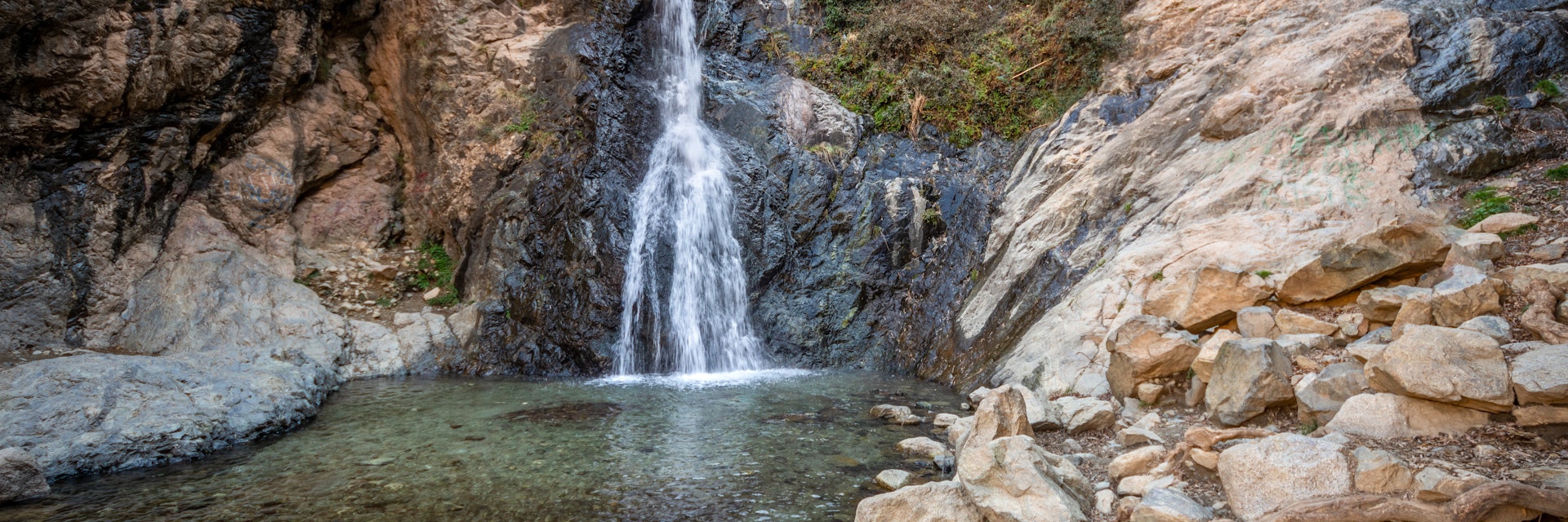 One of the seven waterfalls, in Ourika Valley, close to Setti Fatma village, Atlas Mountains, Morocco