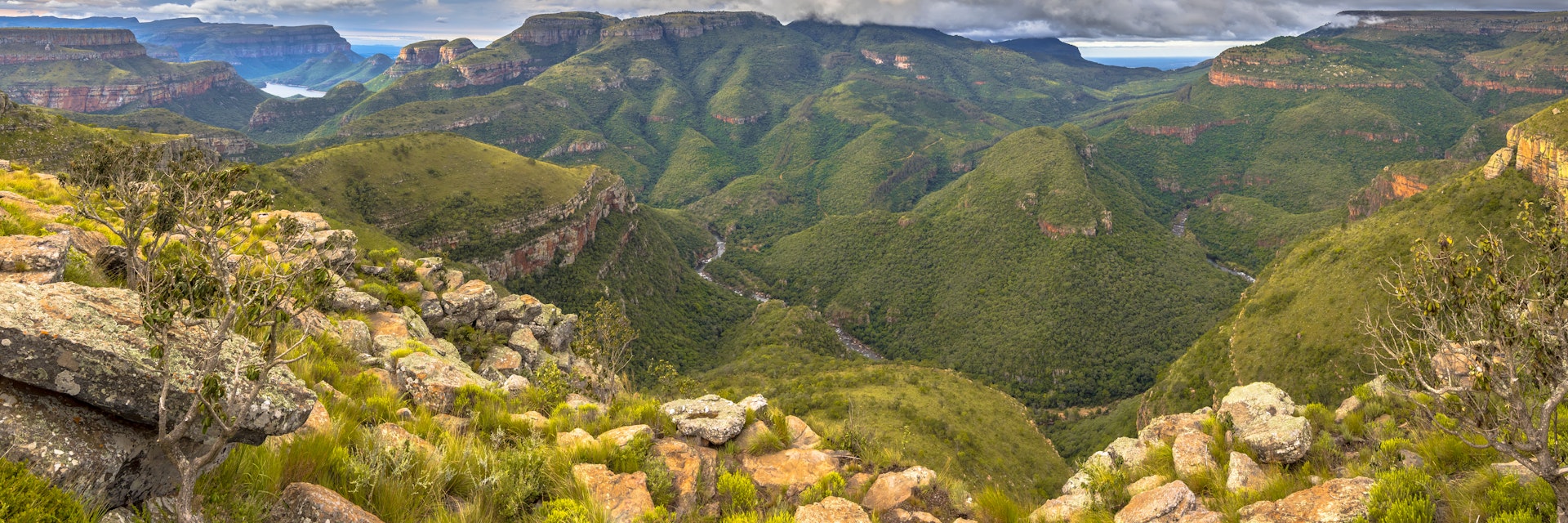 Blyde river Canyon panorama from viewpoint over panoramic scenery in Mpumalanga South Africa