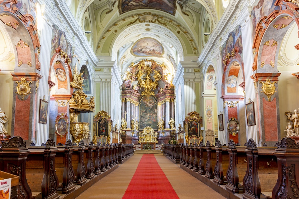 Parish Church (parish) St. Veit church interiors in Krems, Austria