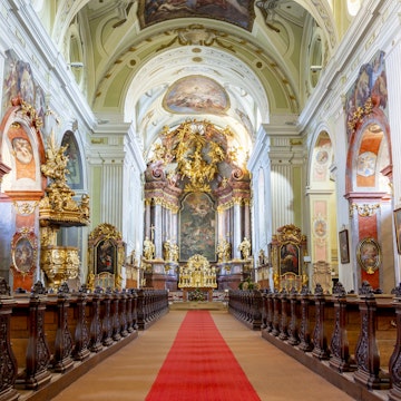 Parish Church (parish) St. Veit church interiors in Krems, Austria