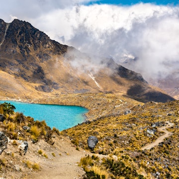 Lake at the Huaytapallana mountain range in Huancayo - Junin, Peru