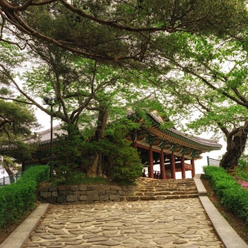 Traditional gyeongpo pagoda taken near the gyeongpo lake in gangneung, south korea. Taken during summer