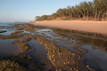 Early morning  scene on the beautiful beach at Sodwana Bay Nature Reserve in Northern Kwazulu Natal in South Africa.