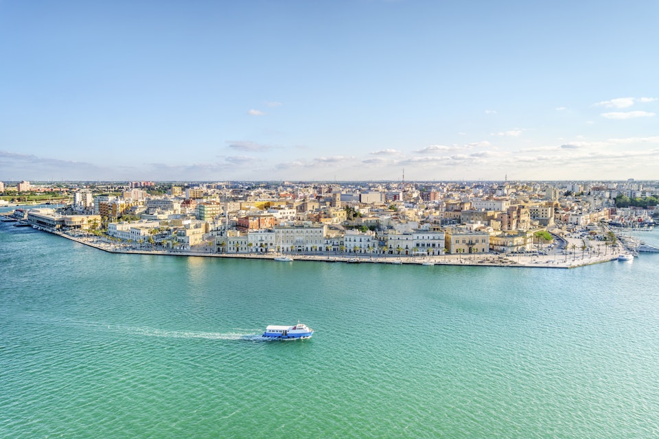 Aerial panorama of Brindisi in the afternoon, Puglia, Italy