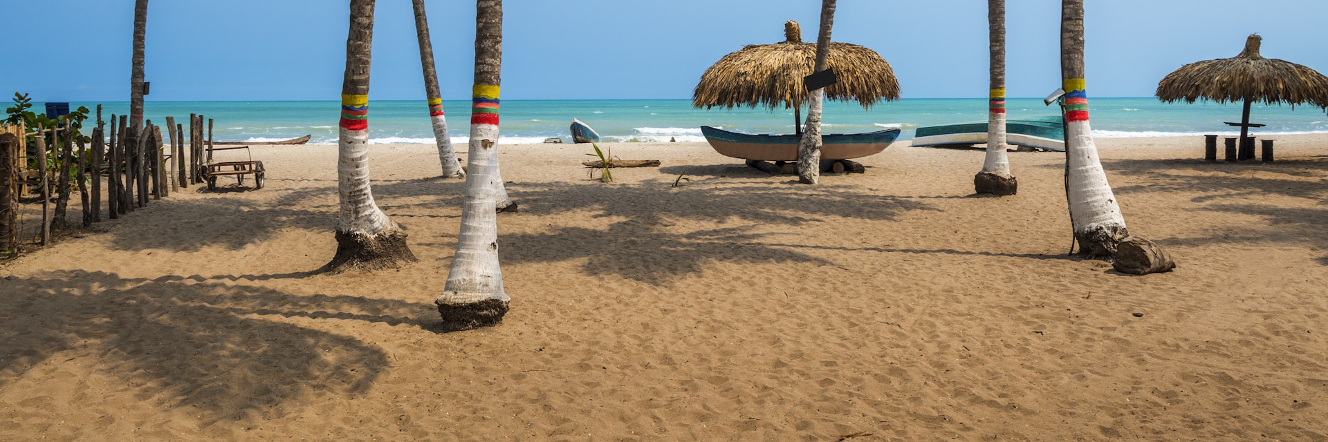 The beautiful beach of Palomino in the Caribbean Coast of Colombia, South America; Concept for travel in Colombia