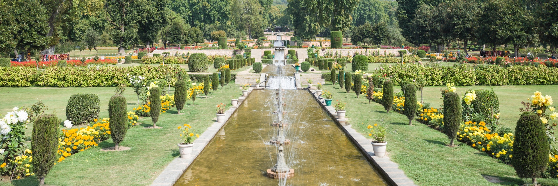Nishat Bagh, a terraced Mughal garden built on Dal Lake in Srinagar.