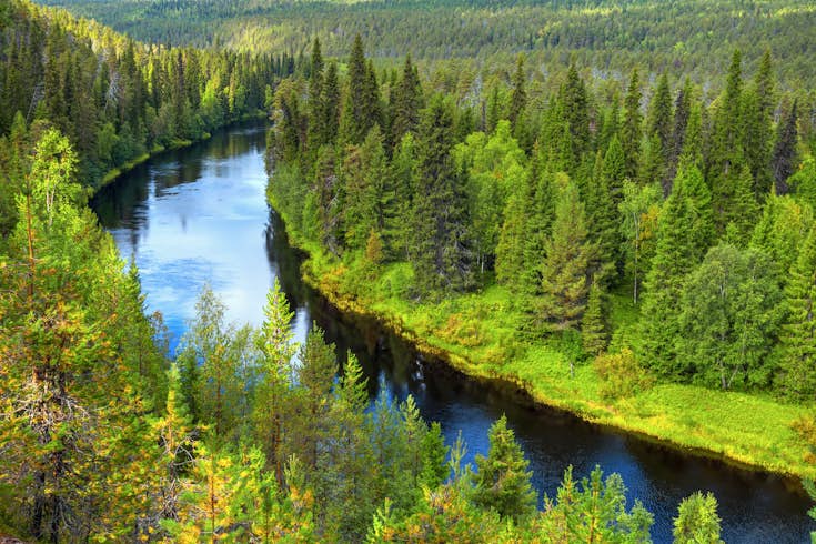 Curving Oulanka river in Oulanka National Park, Finland