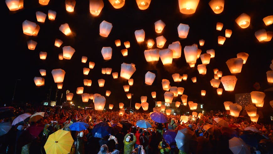 The annual sky lantern festival in northern Taiwan's Pingxi District