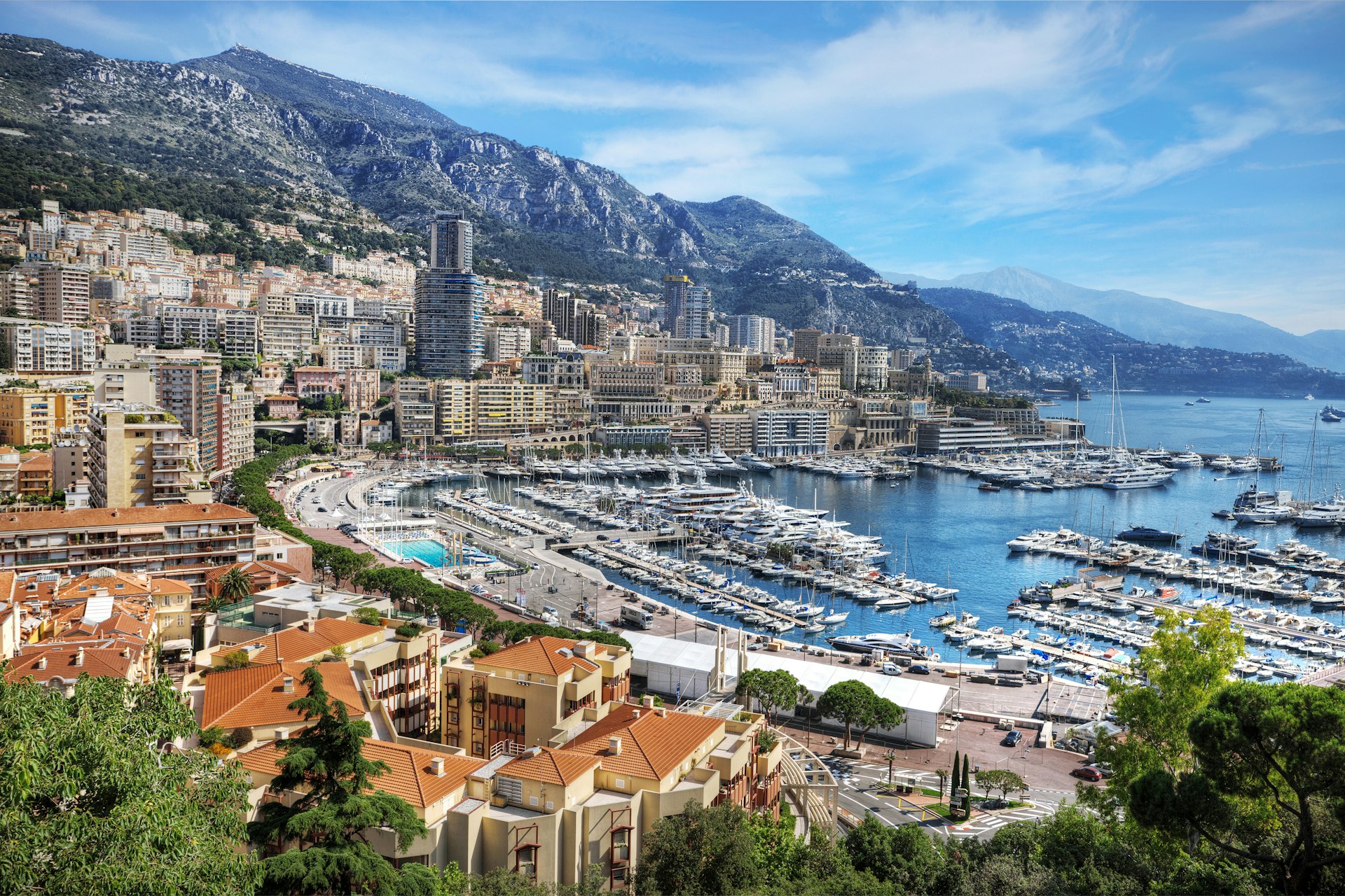 A scenic view of La Condamine and Monte Carlo