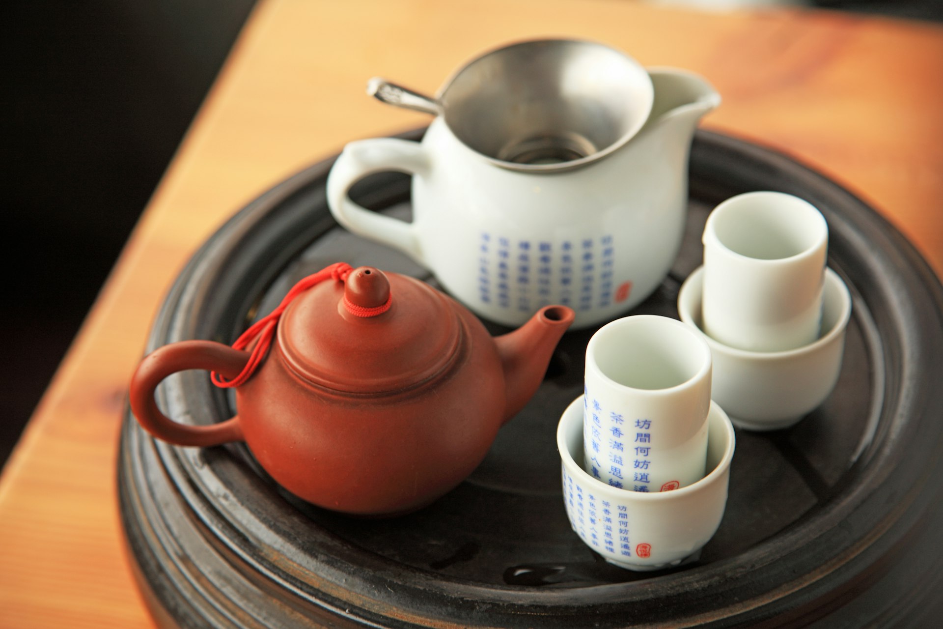 A traditional Taiwanese tea set in a teahouse near Taipei