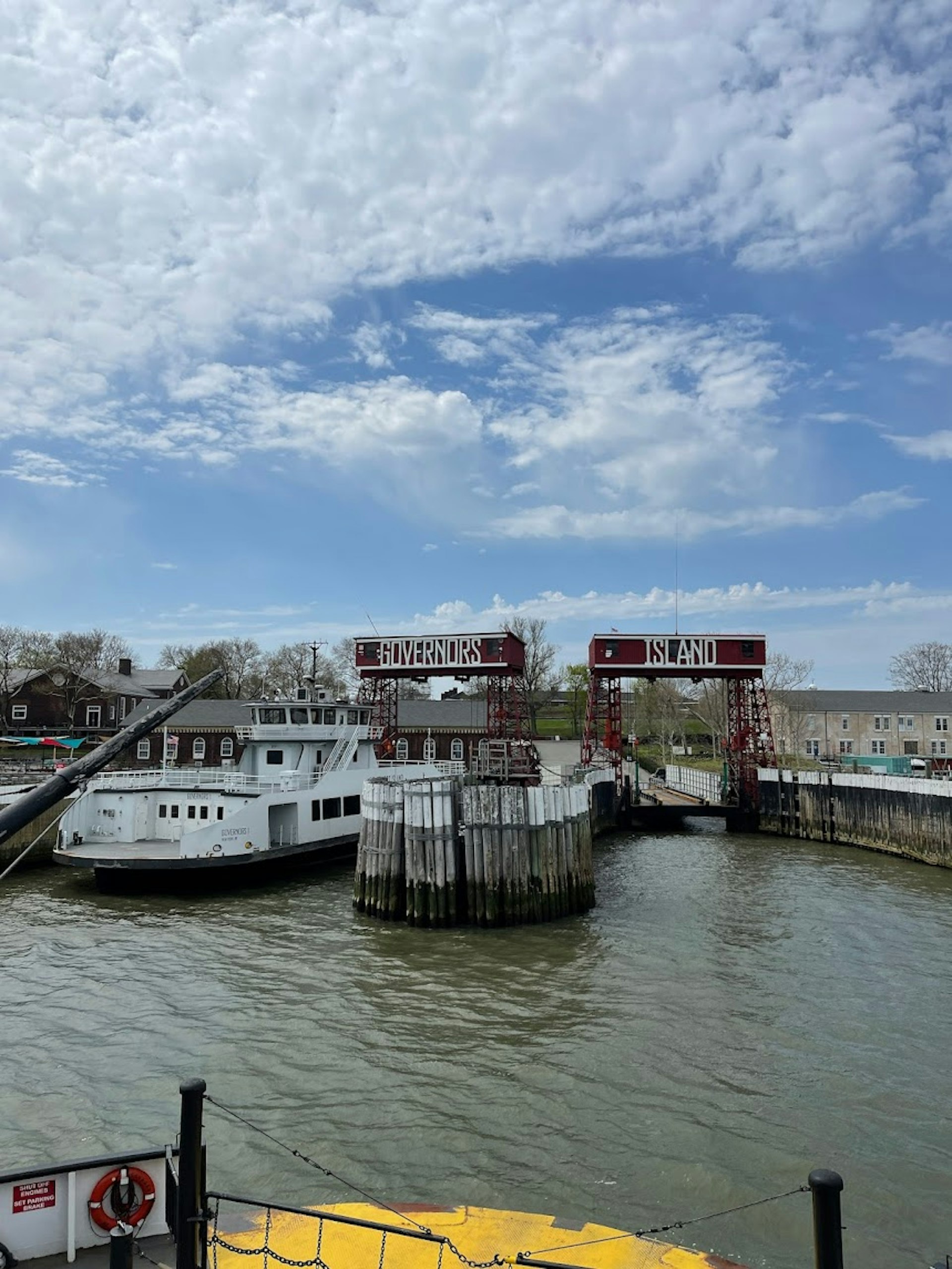 The ferry arriving to Governors Island, New York City