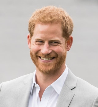 Prince Harry, Duke of Sussex smiling as he visits Croke Park in Dublin, Ireland, in 2018.  