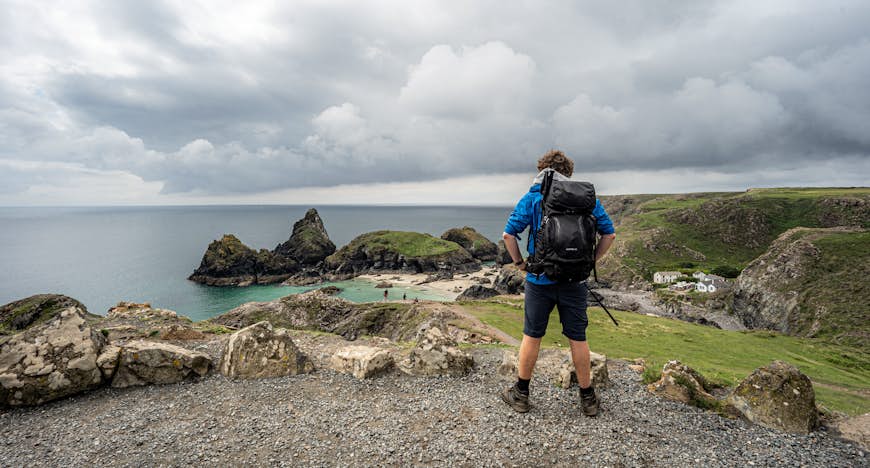 Taking in the view at Kynance Cove along the South West Coast Path