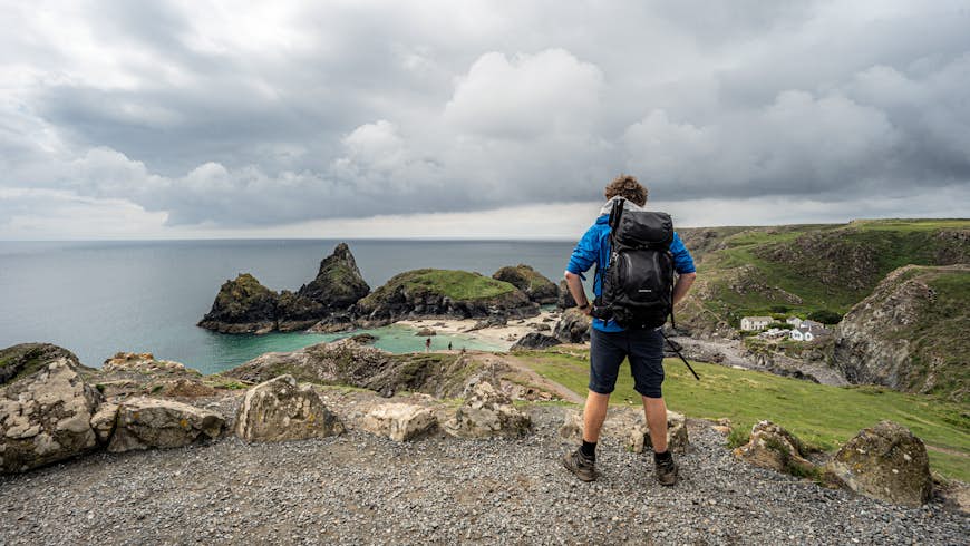Taking in the view at Kynance Cove along the South West Coast Path