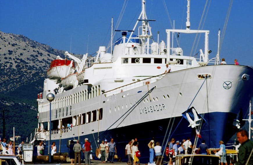 The car ferry Jadrolinija docked at the town of Korcula.