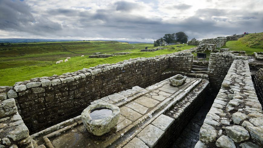 Latrines at Housesteads Fort Roman ruins
