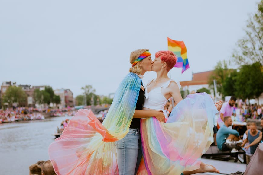 Roxanne and Maartje, founders of the Lesbian Travel Blog Once Upon A Journey, celebrate Amsterdam Pride