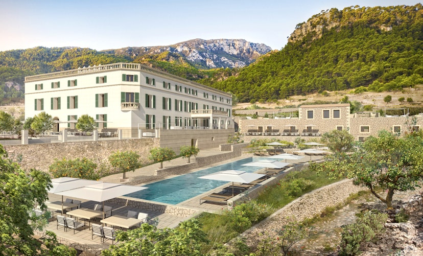 A rendering of the Son Bunyola Hotel in Mallorca.