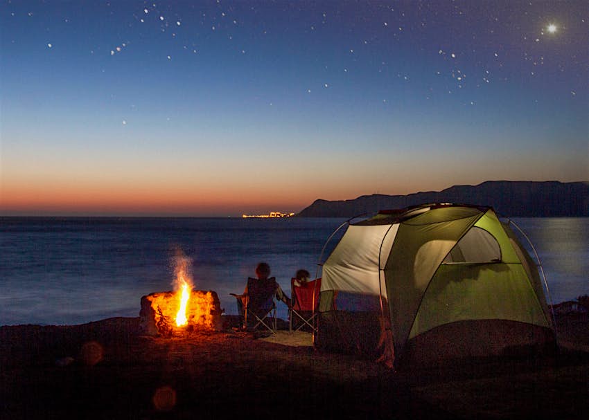 Beach camping under the stars