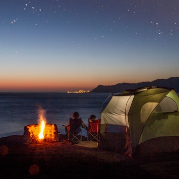 Beach camping under the stars