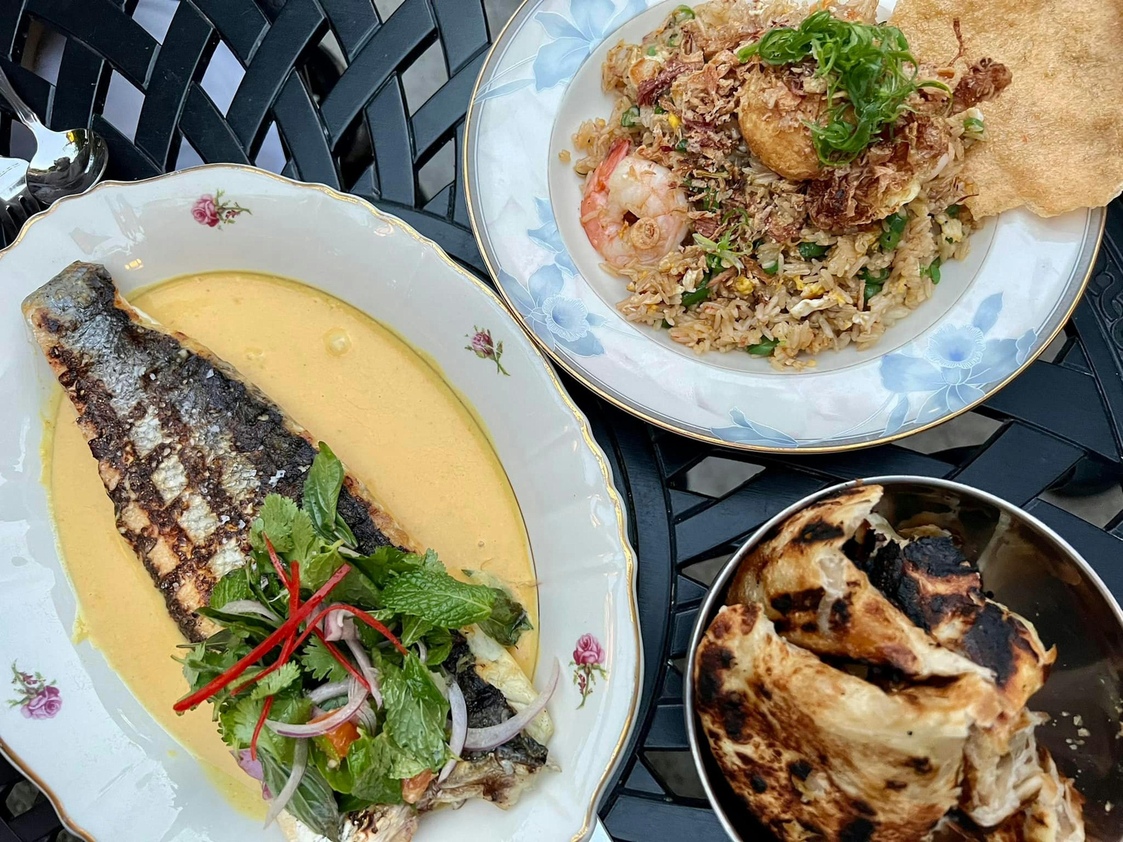 Dishes on a table at Cobi's, Los Angeles