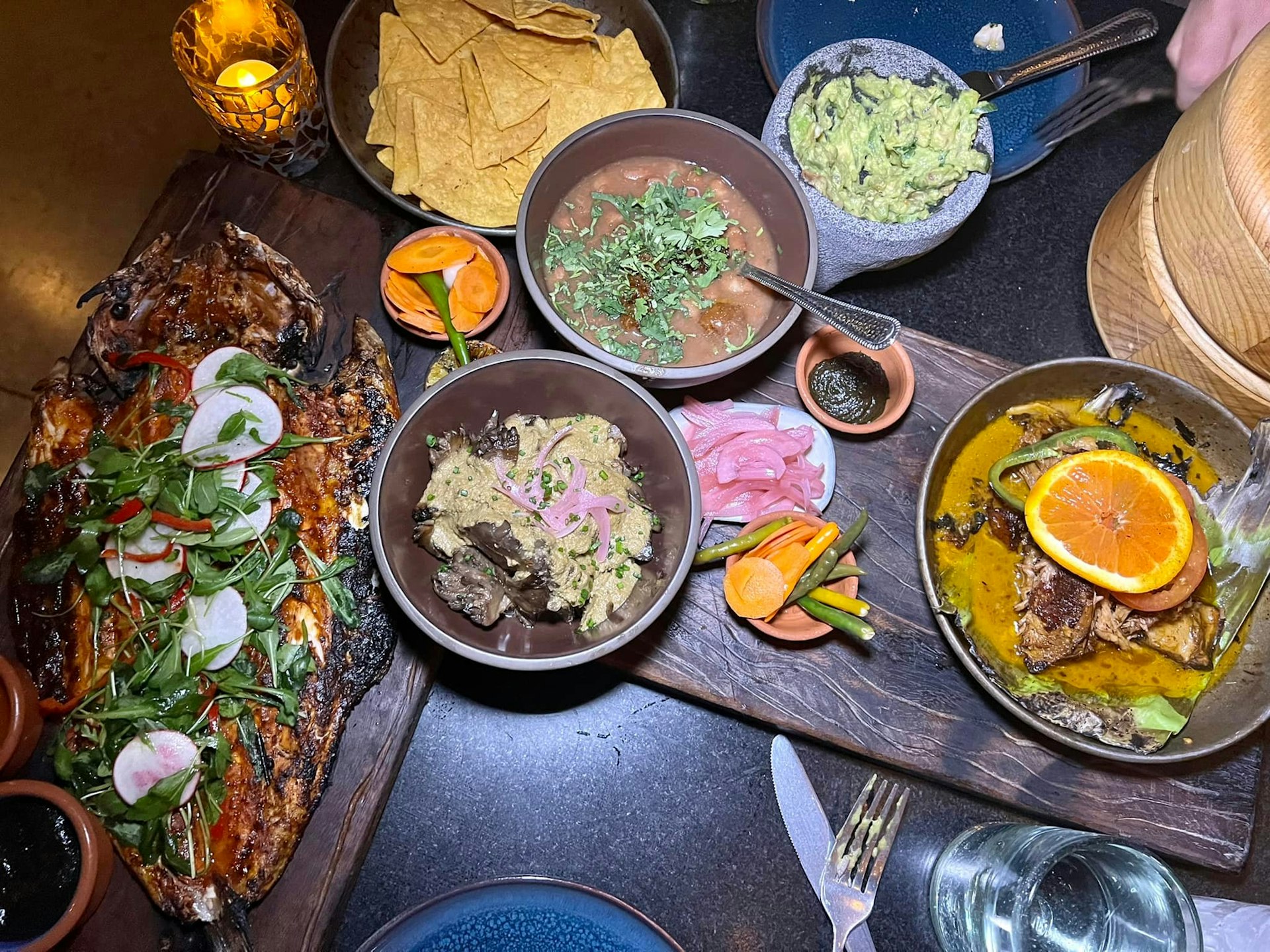 A spread of dishes at Ka'teen in Los Angeles