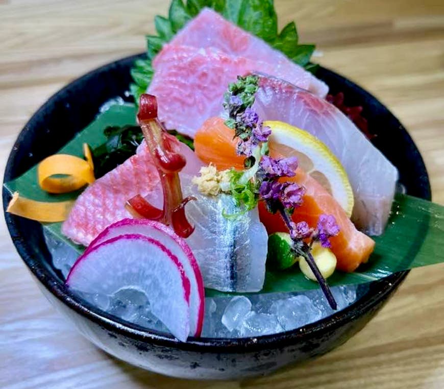 A bowl of assorted sashimi at Soko Sushi, Los Angeles