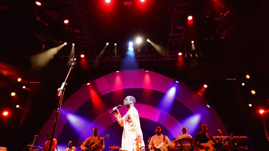 Senegalese artist Youssou N’Dour takes the stage at the annual Celebrate Brooklyn! series in Prospect Park, Brooklyn, New York City, New York, USA