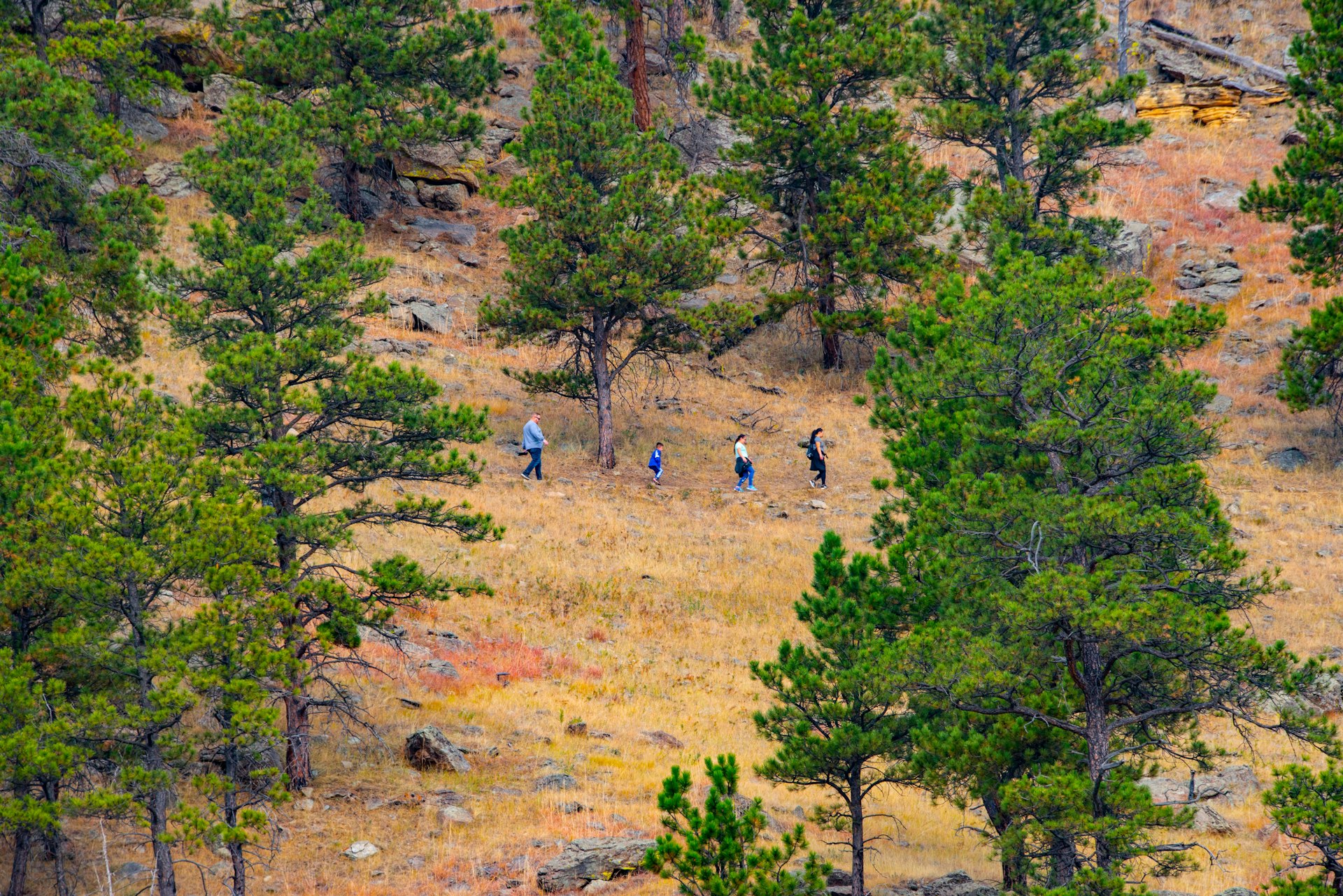 hikers on Red Beds Trail to Devil's Tower National Monument