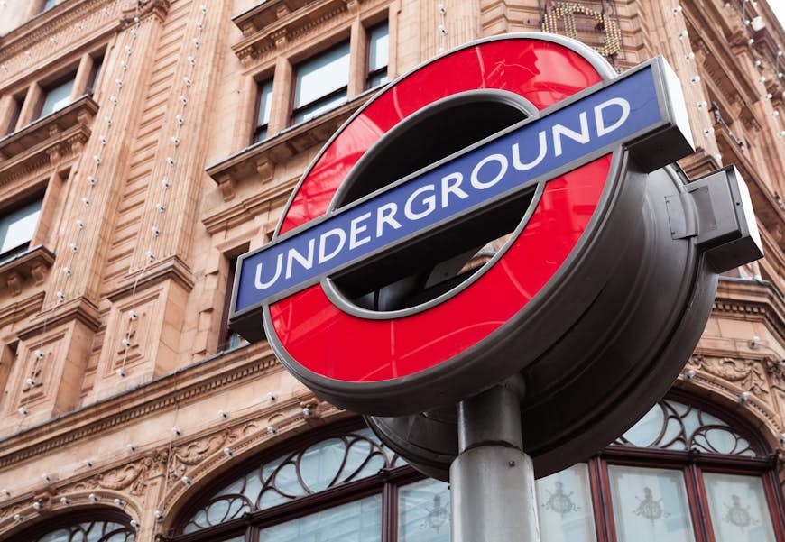 A sign in London marking the entrance to the London Underground 