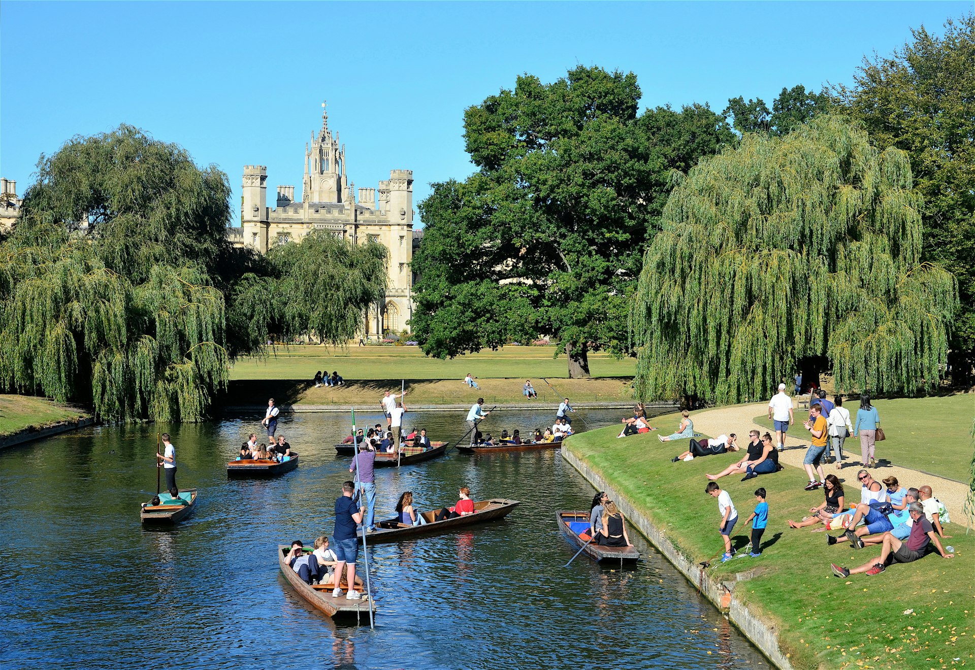 Punting on the River Cam by St John's College at Cambridge University