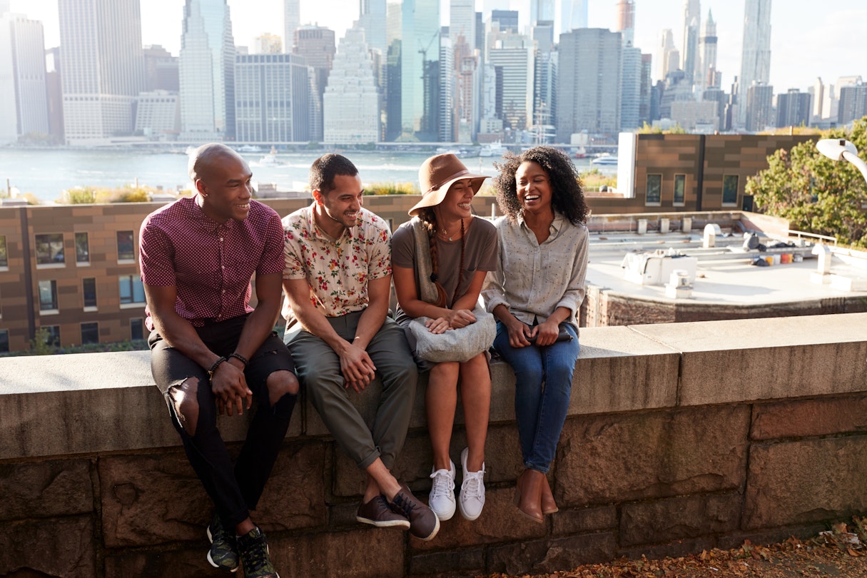 Friends Visiting New York With Manhattan Skyline In Background; Shutterstock ID 789728713; your: Yeager/Melissa; gl: 65050; netsuite: Online Editorial; full: Traveling to the US? Here are 5 questions to ask yourself before you go