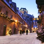 Chateau Frontenac at dusk, Quebec City, Canada; Shutterstock ID 98703929; your: Brian Healy; gl: 65050; netsuite: Lonely Planet Online Editorial; full: Getting around Quebec City