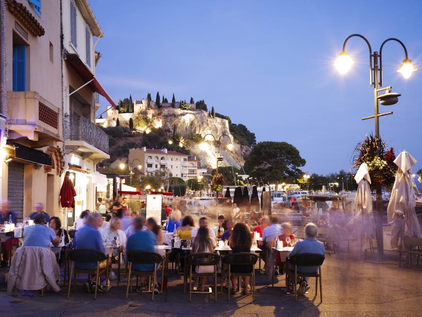 Enjoying a warm summer's evening outside in Cassis, Provence