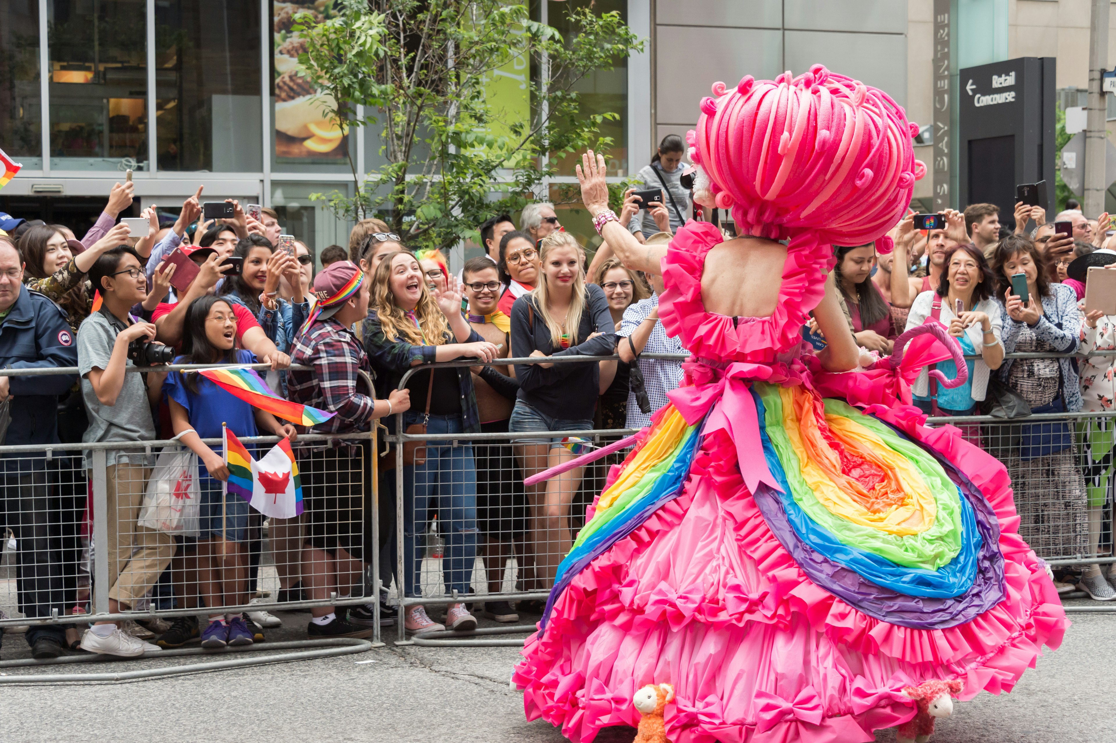 Toronto, Canada - 25 June 2017: Drag queen greeting the crowd at Toronto Pride Parade