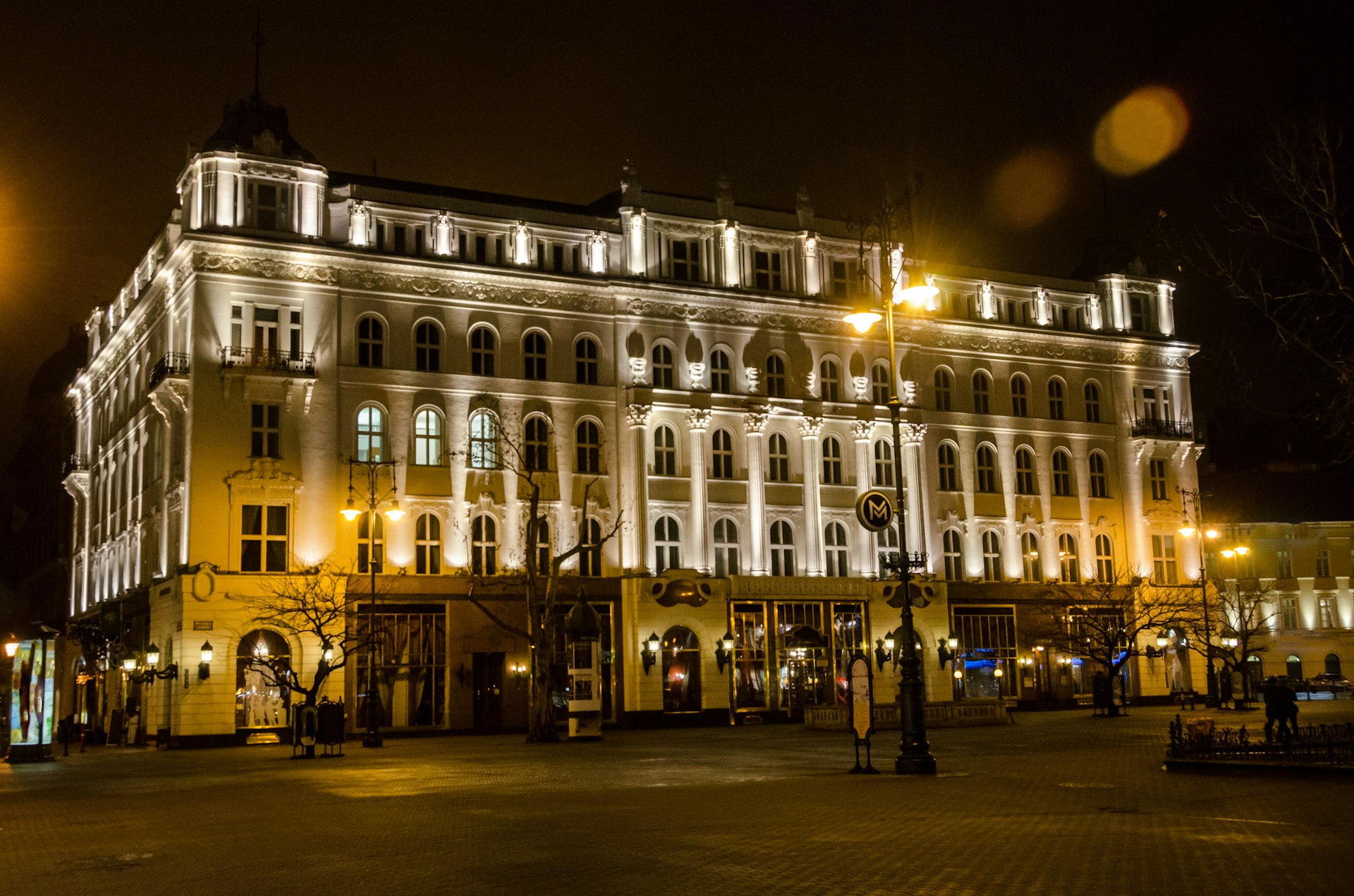 Cafe Gerbeaud a traditional Budapest coffee house at night