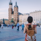 Tourist woman exploring Europe