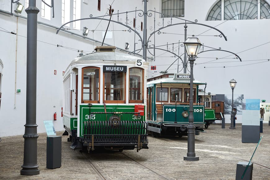 Trams in the Museu do Carro Electrico in Porto