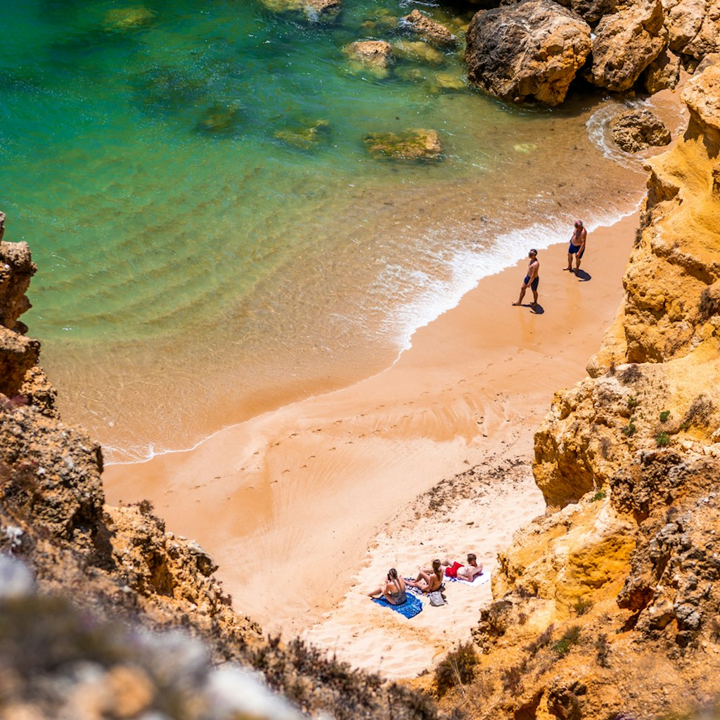 Carvoeiro - Praia da Marinha. Beautiful beach Marinha, Algarve, Portugal. small bay
