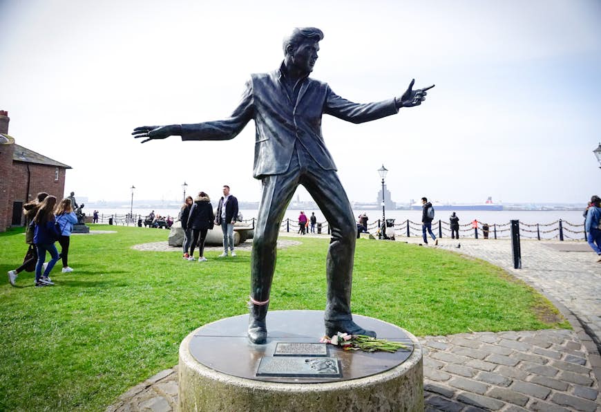 A statue of rock star Billy Fury at the Albert Dock, Liverpool, England, United Kingdom