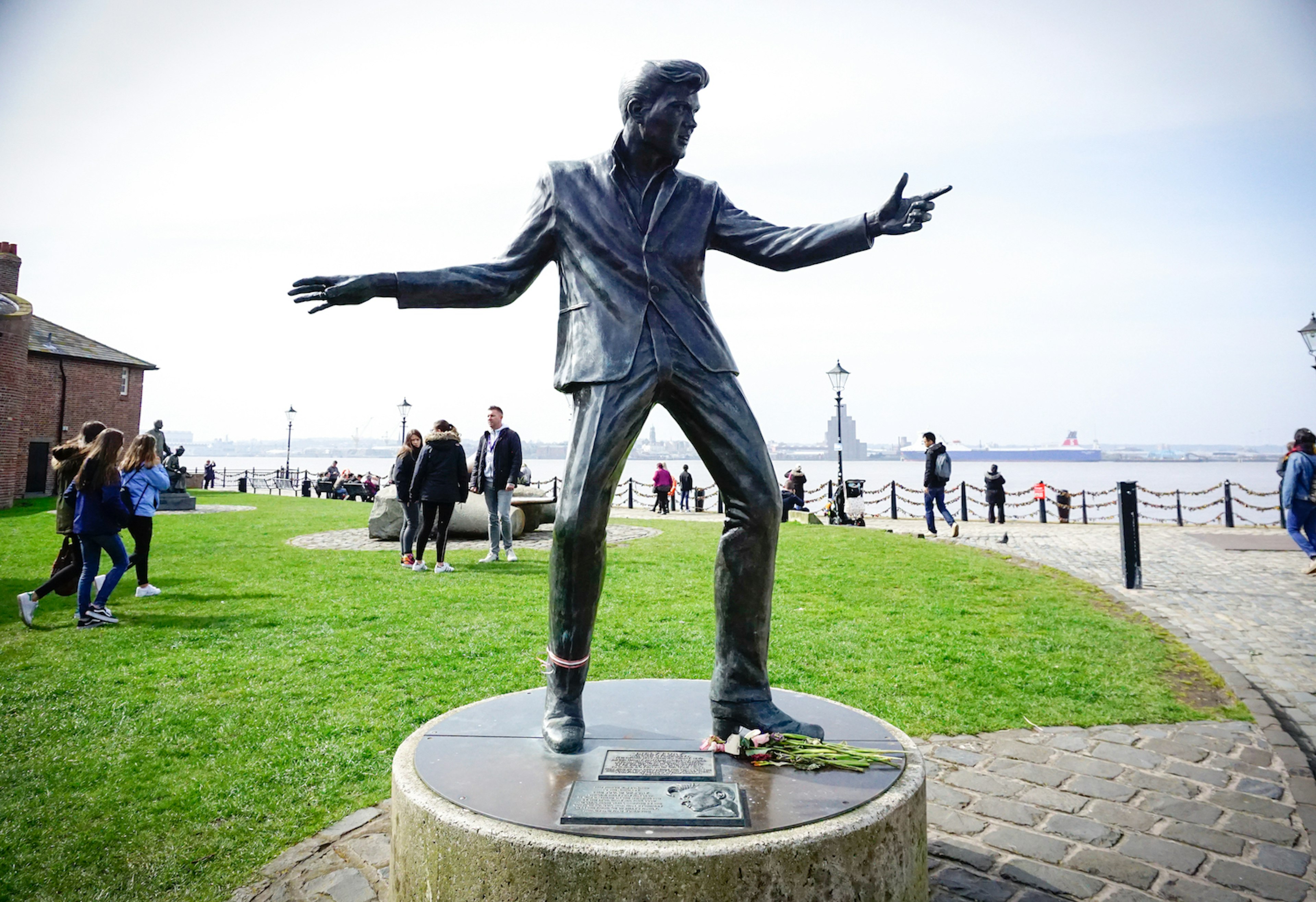 A statue of rock star Billy Fury at the Albert Dock, Liverpool, England, United Kingdom